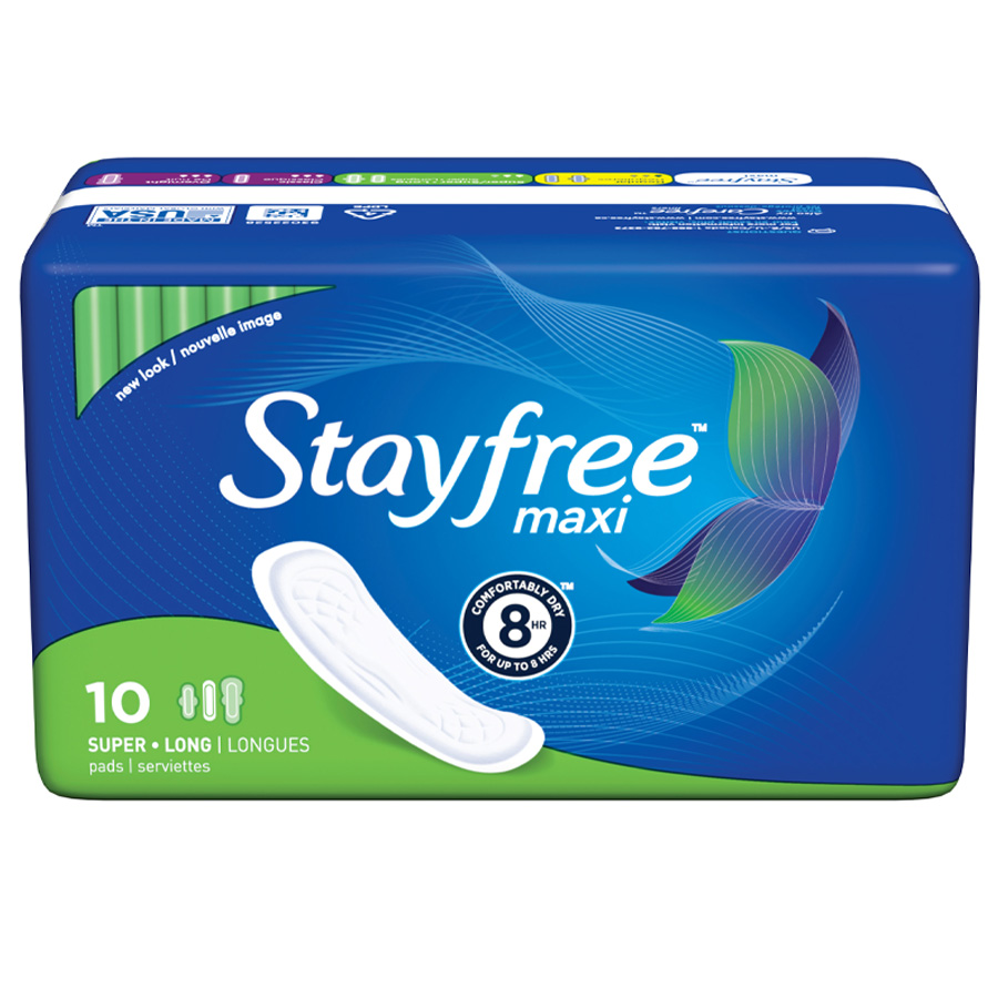 [14790] STAYFREE PADS 10 CT MAXI SUPER  (12 Pack)