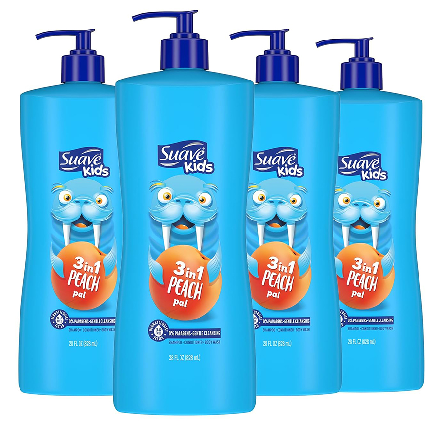 [14851] SUAVE KIDS SHAMPOO 3N1 28 OZ PEACH  (4 Pack)