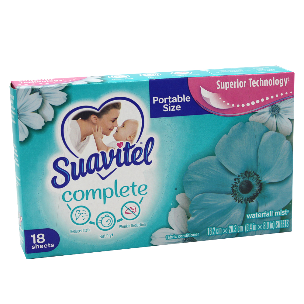 [14860] SUAVITEL DRYER SHEETS 18 CT WATERFALL MIST  (15 Pack)