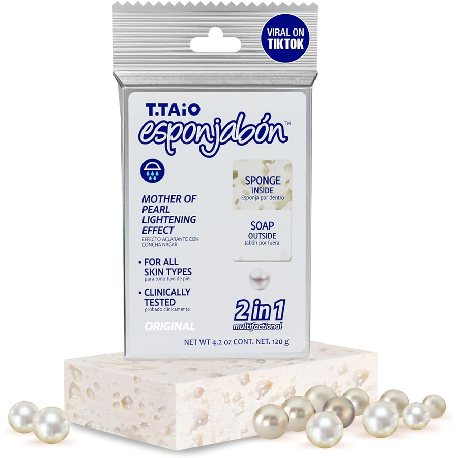 [14956] T.TAIO SPONGE BAR SOAP 4.2 OZ / 120 G NACAR (WHITE)  (30 Pack)