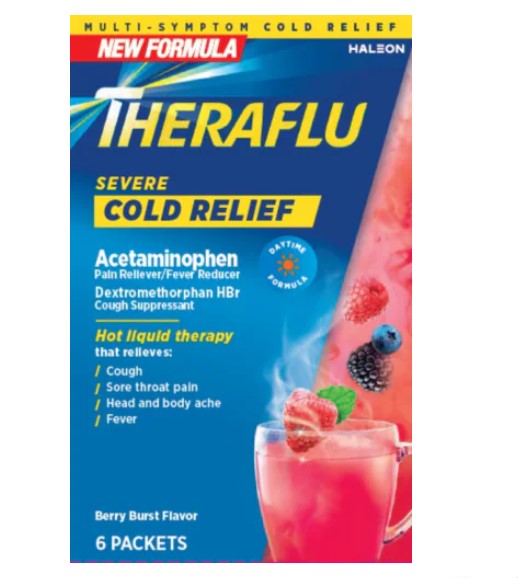 [15006] THERAFLU COUGH RELIEF POWDER 6 CT DAYTIME BERRY FLAVOR NON PE  (24 Pack)