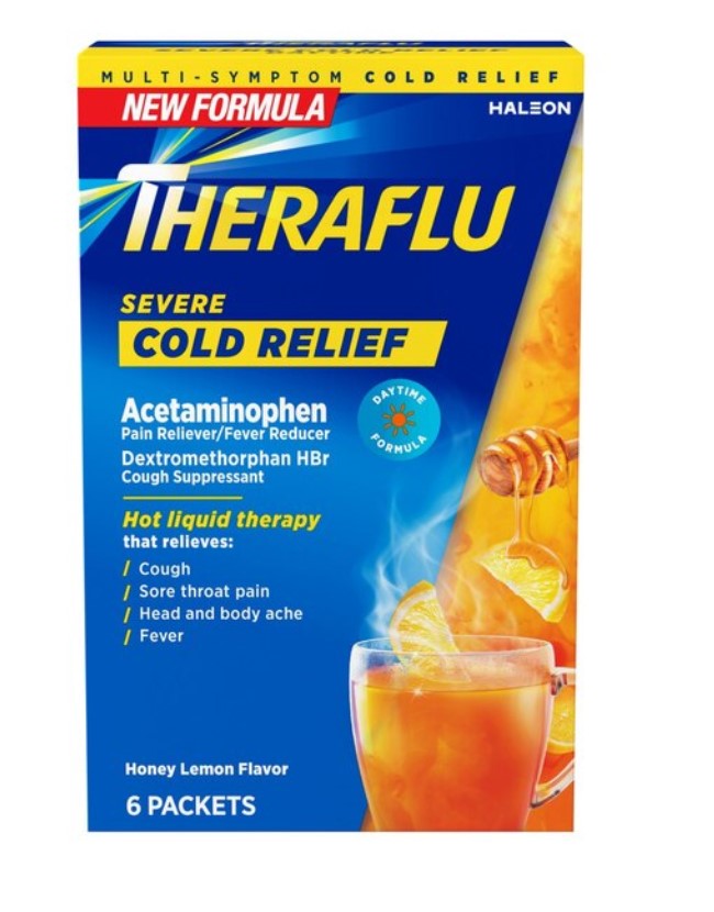 THERAFLU SEVERE COLD RELIEF POWDER 6 CT DAYTIME HONEY LEMON FLAVOR NON PE  (24 Pack)