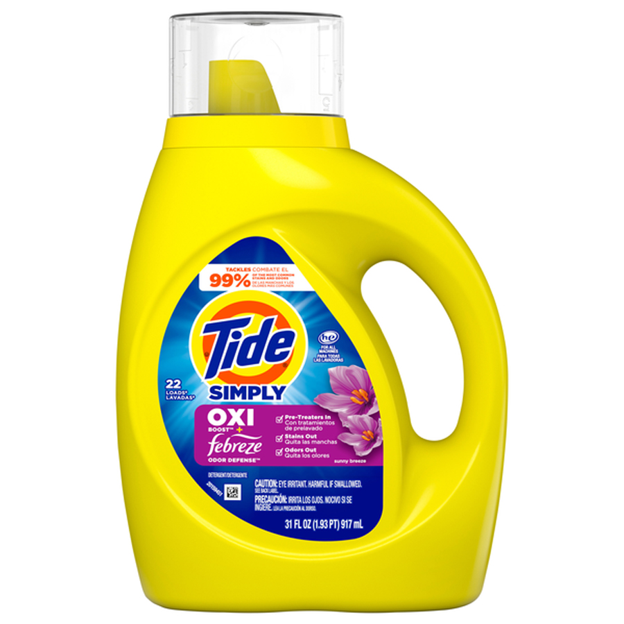[15054] TIDE LIQUID DETERGENT 31 OZ SIMPLY OXIBOOST+FEBREZE  (6 Pack)