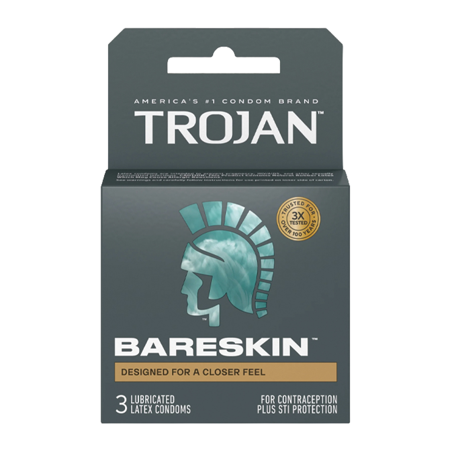 TROJAN CONDOM 3 CT BARE SKIN GREY  (48 Pack)