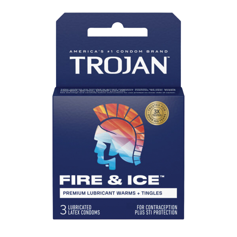 [15155] TROJAN CONDOM 3 CT FIRE & ICE  (48 Pack)
