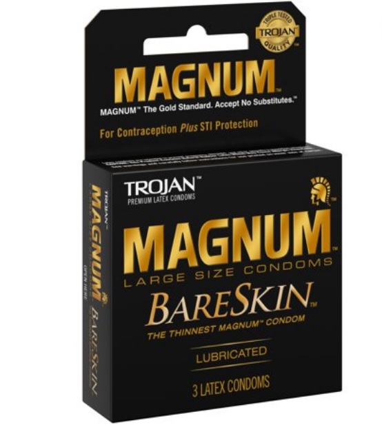 TROJAN CONDOM 3 CT MAGNUM BARESKIN  (48 Pack)