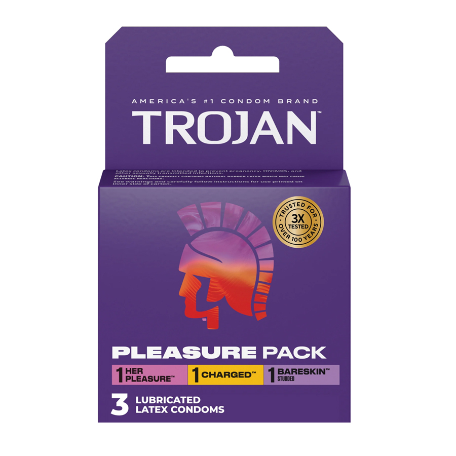 TROJAN CONDOM 3 CT PLEASURE PACK  (48 Pack)