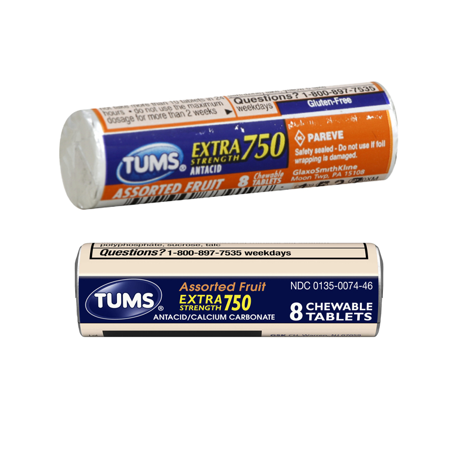 [15184] TUMS ANTACID 8 CT 750 EXTRA  ASSORTED FRUIT  (360 Pack)