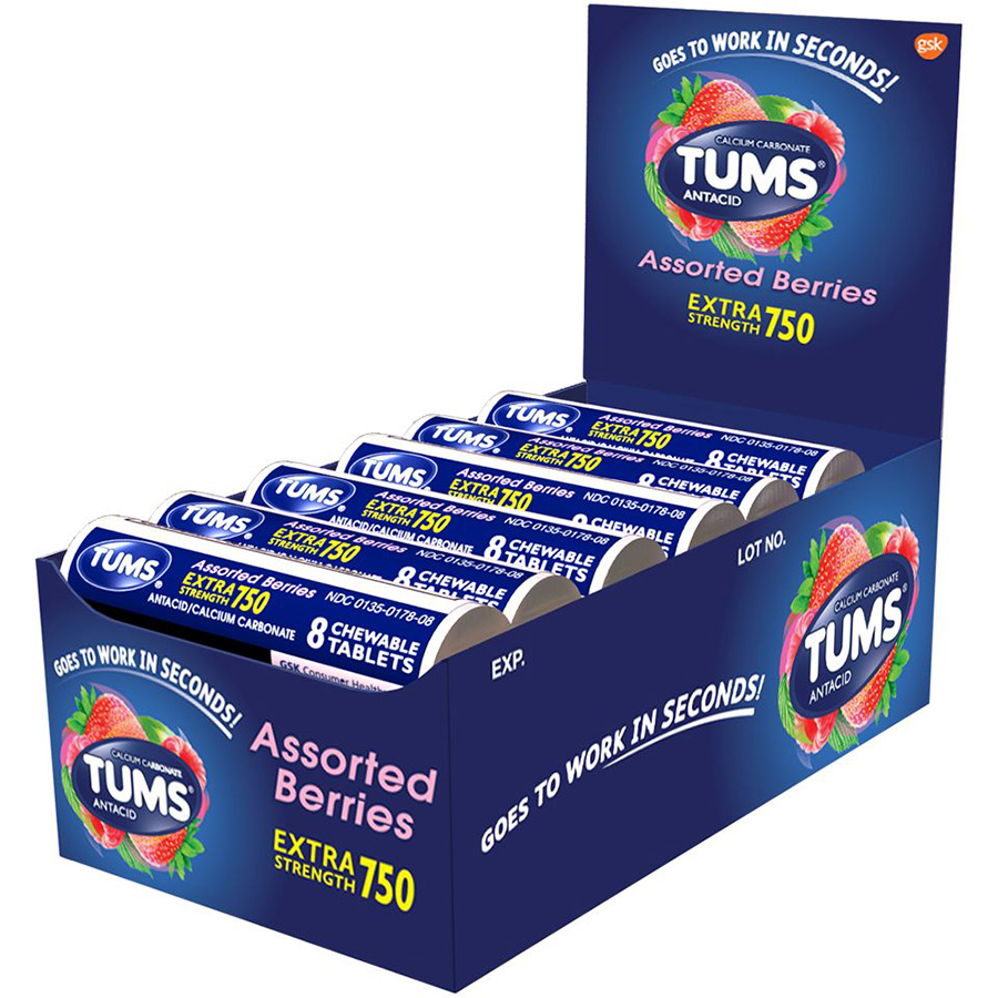[15185] TUMS ANTACID 8 CT 750 EXTRA ASSORTED BERRIES  (360 Pack)