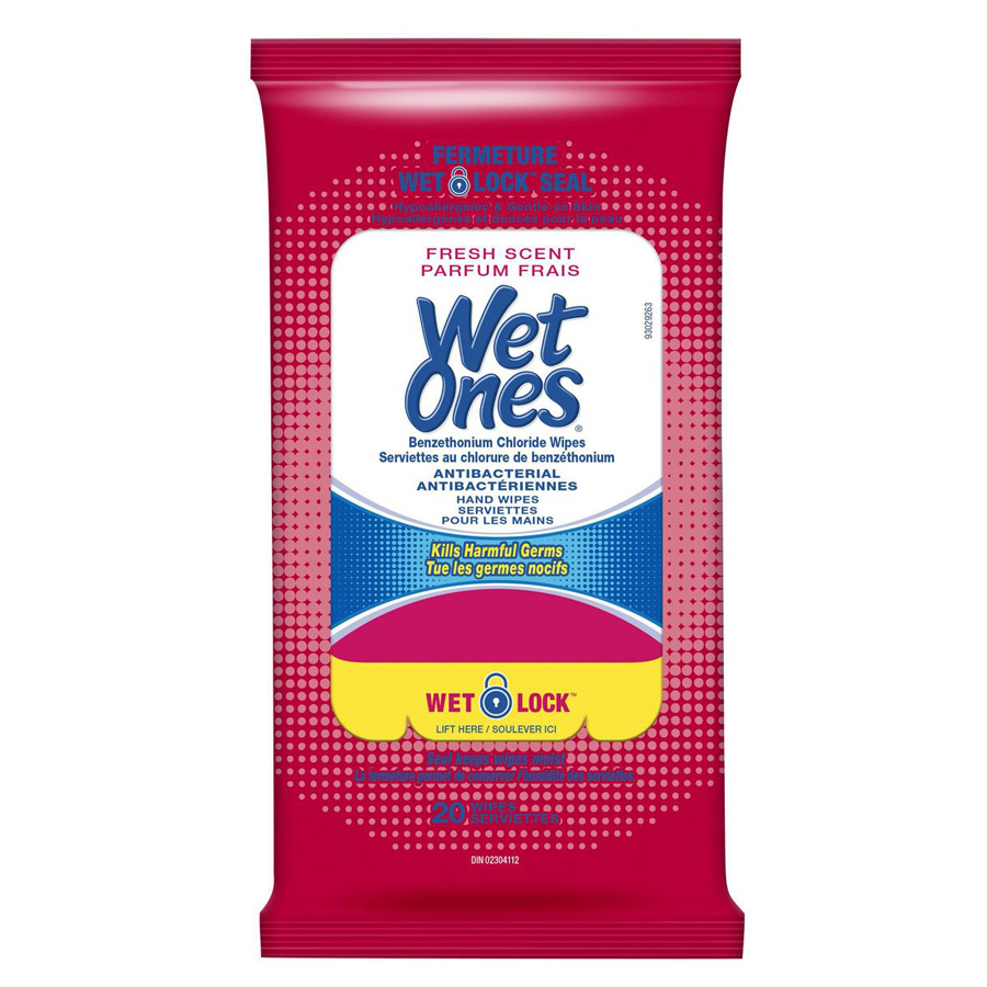 [15446] WET ONES WIPES 20 CT RED FRESH SCENT DISPLAY TRAVIL SIZE  (10 Pack)