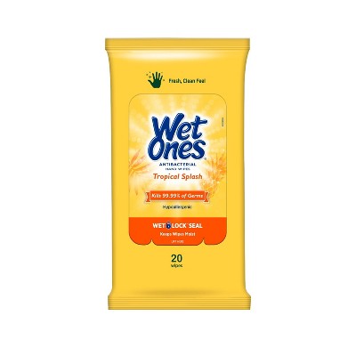 [15447] WET ONES WIPES 20 CT YELLOW TROP SPLASH DISPLAY TRAVIL SIZE  (10 Pack)